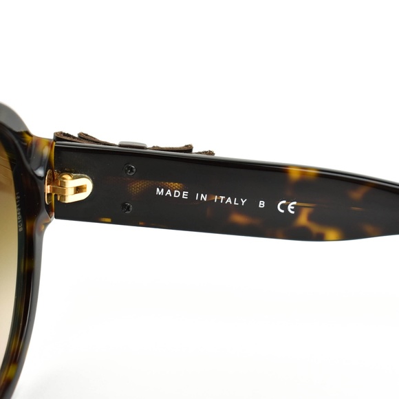 CHANEL Tortoise Brown Leather Bow CC Sunglasses gu - Picture 6 of 8